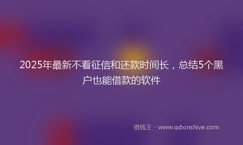 2025年最新不看征信和还款时间长，总结5个黑户也能借款的软件