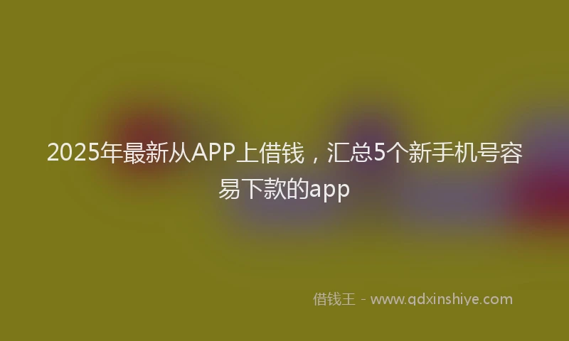 2025年最新从APP上借钱，汇总5个新手机号容易下款的app