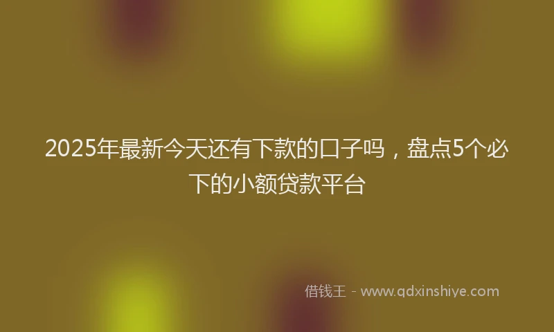 2025年最新今天还有下款的口子吗，盘点5个必下的小额贷款平台