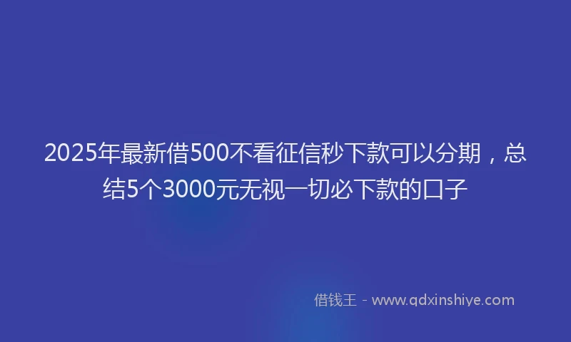 2025年最新借500不看征信秒下款可以分期，总结5个3000元无视一切必下款的口子