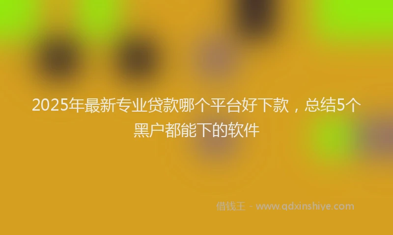 2025年最新专业贷款哪个平台好下款，总结5个黑户都能下的软件