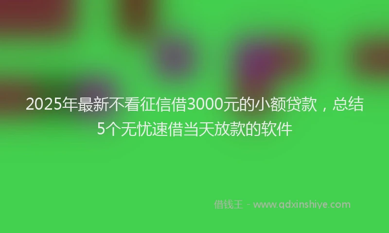 2025年最新不看征信借3000元的小额贷款，总结5个无忧速借当天放款的软件