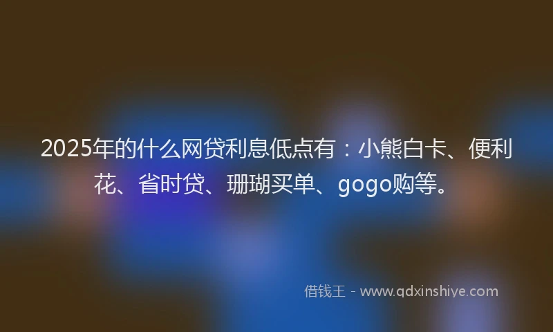 2025年的什么网贷利息低点有：小熊白卡、便利花、省时贷、珊瑚买单、gogo购等。