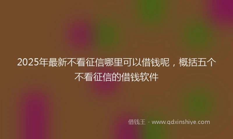 2025年最新不看征信哪里可以借钱呢，概括五个不看征信的借钱软件