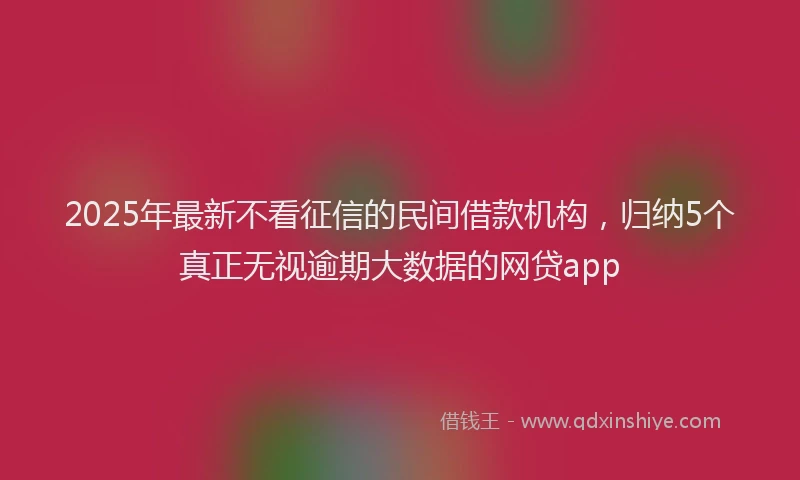 2025年最新不看征信的民间借款机构，归纳5个真正无视逾期大数据的网贷app