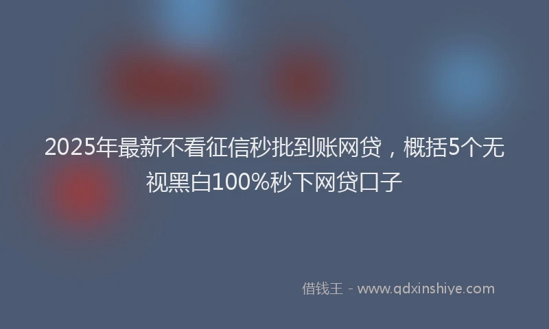 2025年最新不看征信秒批到账网贷，概括5个无视黑白100%秒下网贷口子