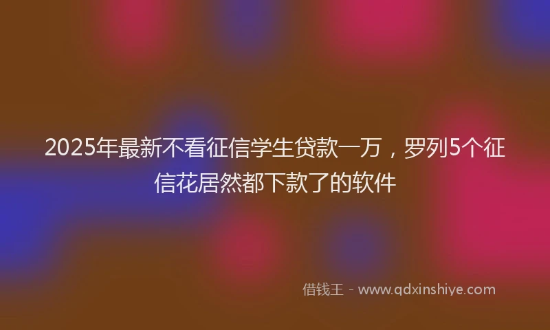 2025年最新不看征信学生贷款一万，罗列5个征信花居然都下款了的软件
