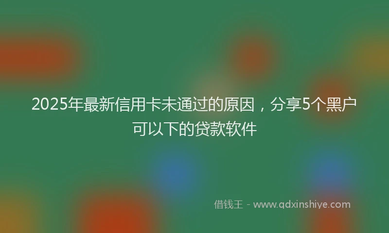 2025年最新信用卡未通过的原因，分享5个黑户可以下的贷款软件