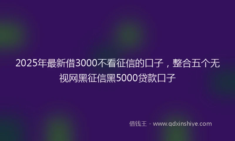 2025年最新借3000不看征信的口子，整合五个无视网黑征信黑5000贷款口子