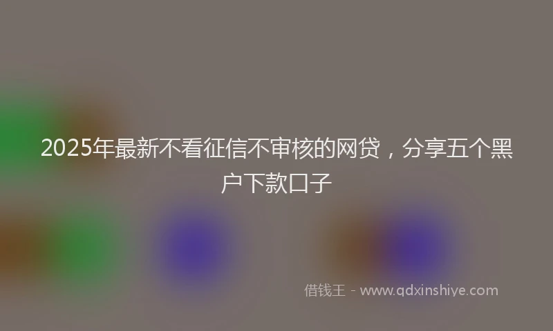 2025年最新不看征信不审核的网贷，分享五个黑户下款口子