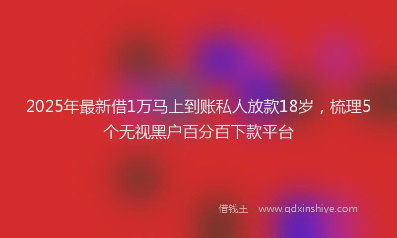 2025年最新借1万马上到账私人放款18岁，梳理5个无视黑户百分百下款平台