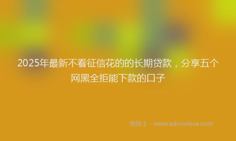 2025年最新不看征信花的的长期贷款，分享五个网黑全拒能下款的口子