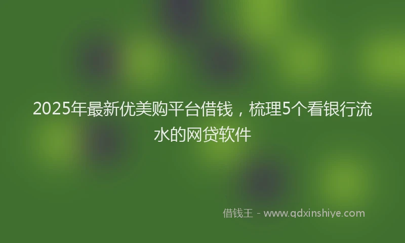 2025年最新优美购平台借钱，梳理5个看银行流水的网贷软件
