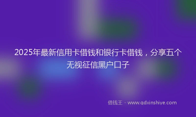 2025年最新信用卡借钱和银行卡借钱，分享五个无视征信黑户口子