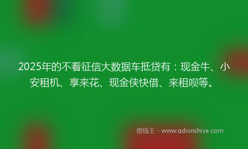 2025年的不看征信大数据车抵贷有：现金牛、小安租机、享来花、现金侠快借、来租呗等。
