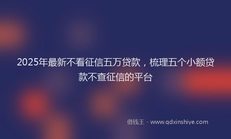 2025年最新不看征信五万贷款，梳理五个小额贷款不查征信的平台