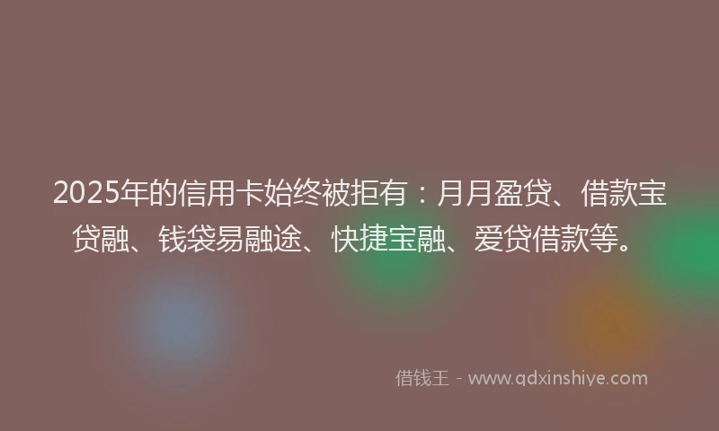 2025年的信用卡始终被拒有：月月盈贷、借款宝贷融、钱袋易融途、快捷宝融、爱贷借款等。