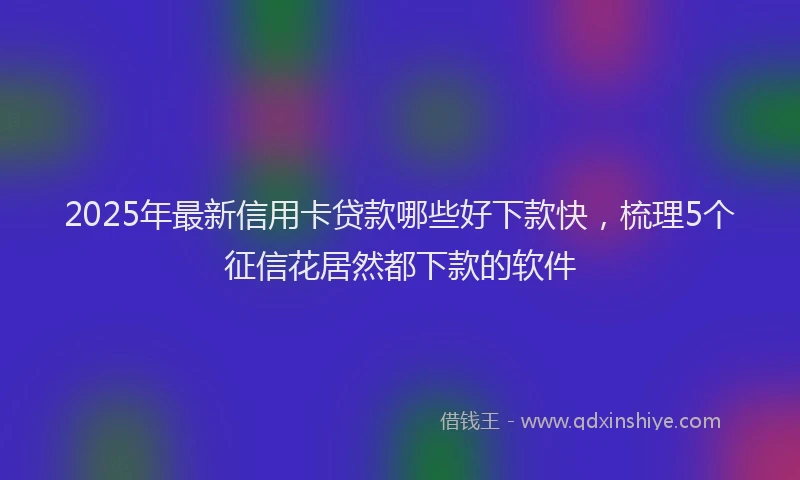 2025年最新信用卡贷款哪些好下款快，梳理5个征信花居然都下款的软件