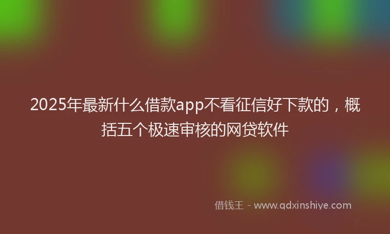 2025年最新什么借款app不看征信好下款的，概括五个极速审核的网贷软件