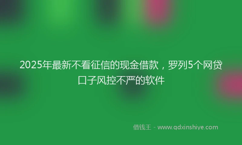 2025年最新不看征信的现金借款，罗列5个网贷口子风控不严的软件