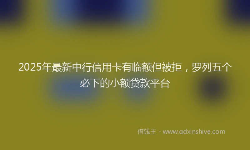 2025年最新中行信用卡有临额但被拒，罗列五个必下的小额贷款平台