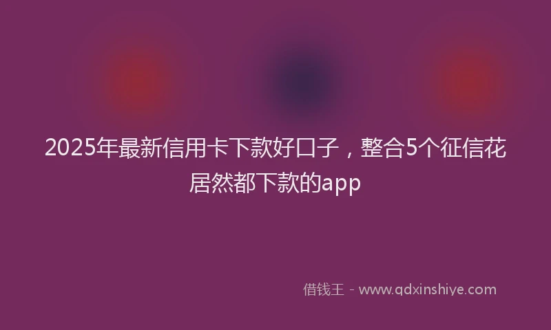 2025年最新信用卡下款好口子，整合5个征信花居然都下款的app