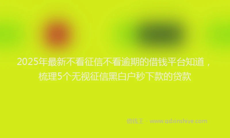 2025年最新不看征信不看逾期的借钱平台知道，梳理5个无视征信黑白户秒下款的贷款