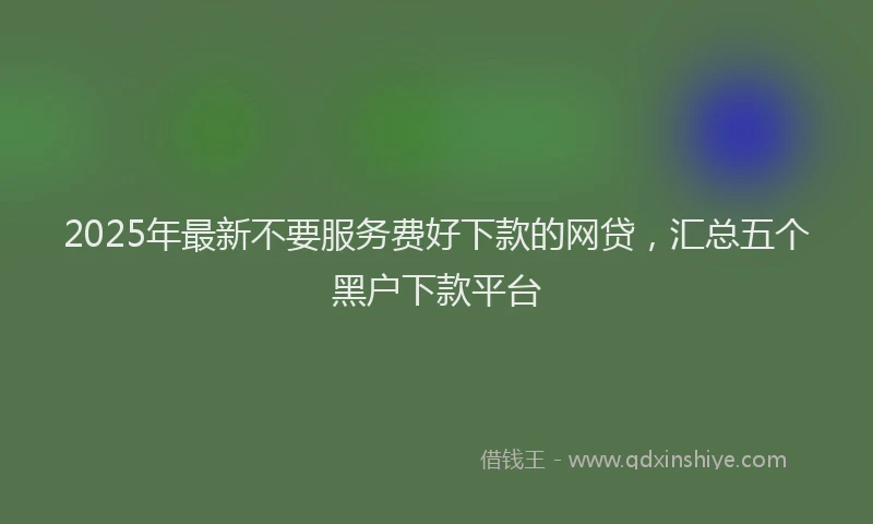2025年最新不要服务费好下款的网贷，汇总五个黑户下款平台