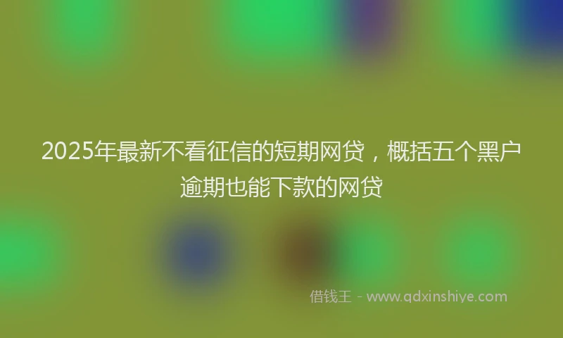 2025年最新不看征信的短期网贷，概括五个黑户逾期也能下款的网贷