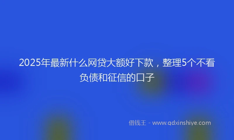 2025年最新什么网贷大额好下款，整理5个不看负债和征信的口子