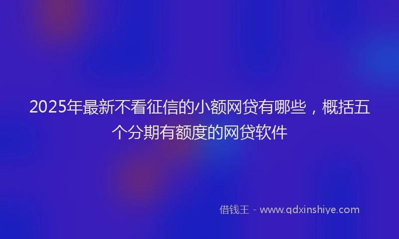 2025年最新不看征信的小额网贷有哪些，概括五个分期有额度的网贷软件