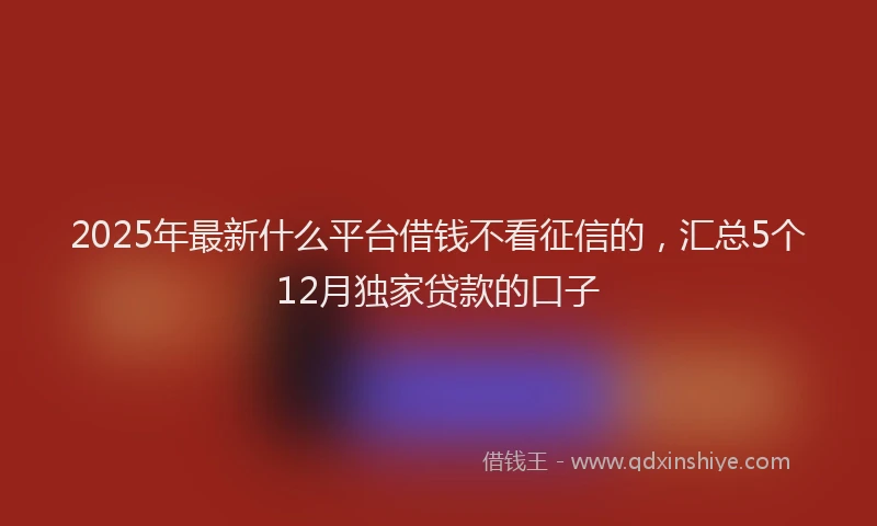 2025年最新什么平台借钱不看征信的，汇总5个12月独家贷款的口子