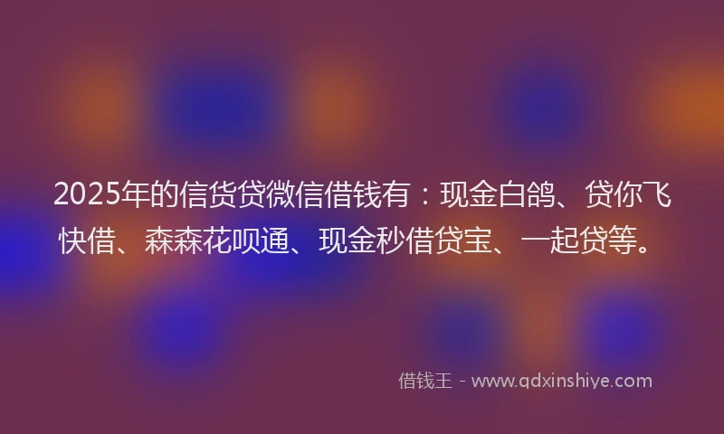 2025年的信货贷微信借钱有：现金白鸽、贷你飞快借、森森花呗通、现金秒借贷宝、一起贷等。