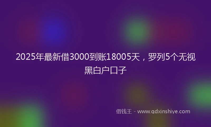 2025年最新借3000到账18005天，罗列5个无视黑白户口子