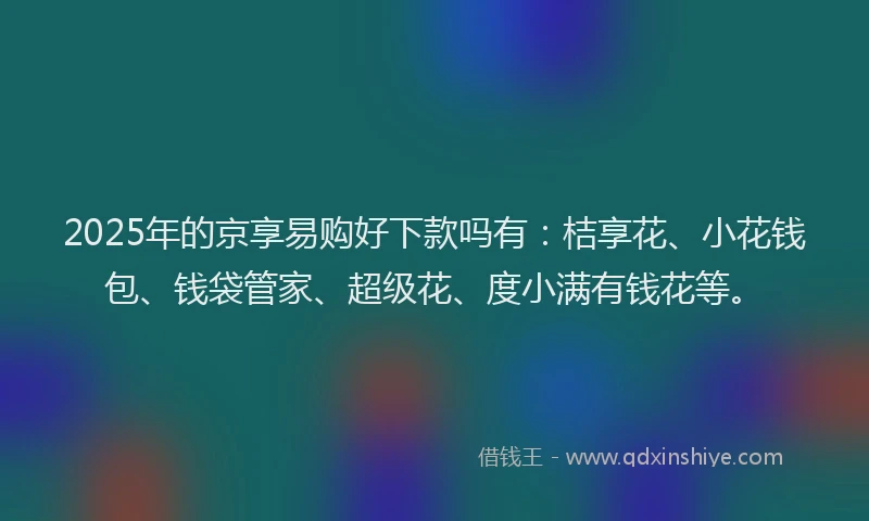2025年的京享易购好下款吗有：桔享花、小花钱包、钱袋管家、超级花、度小满有钱花等。