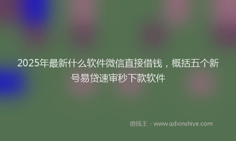 2025年最新什么软件微信直接借钱，概括五个新号易贷速审秒下款软件