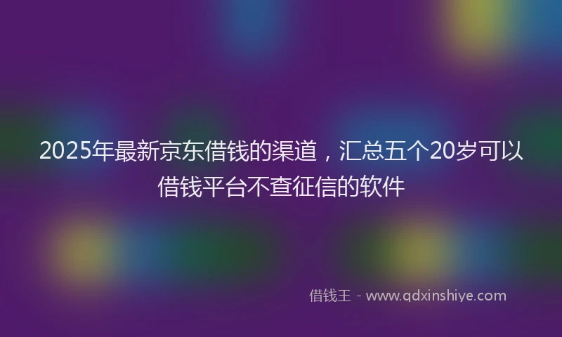 2025年最新京东借钱的渠道，汇总五个20岁可以借钱平台不查征信的软件