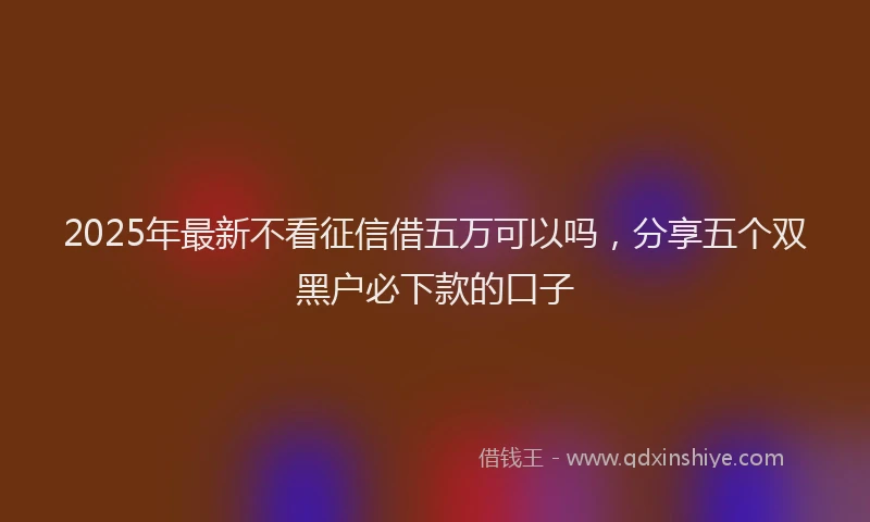 2025年最新不看征信借五万可以吗，分享五个双黑户必下款的口子