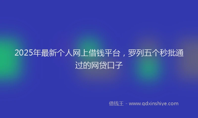 2025年最新个人网上借钱平台，罗列五个秒批通过的网贷口子