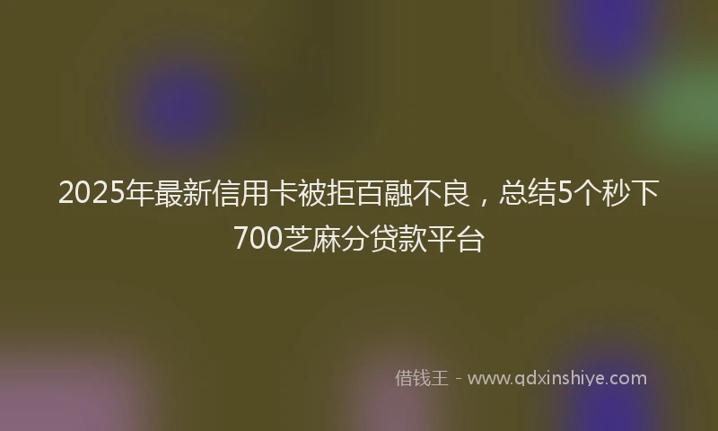 2025年最新信用卡被拒百融不良，总结5个秒下700芝麻分贷款平台
