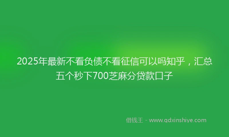 2025年最新不看负债不看征信可以吗知乎，汇总五个秒下700芝麻分贷款口子