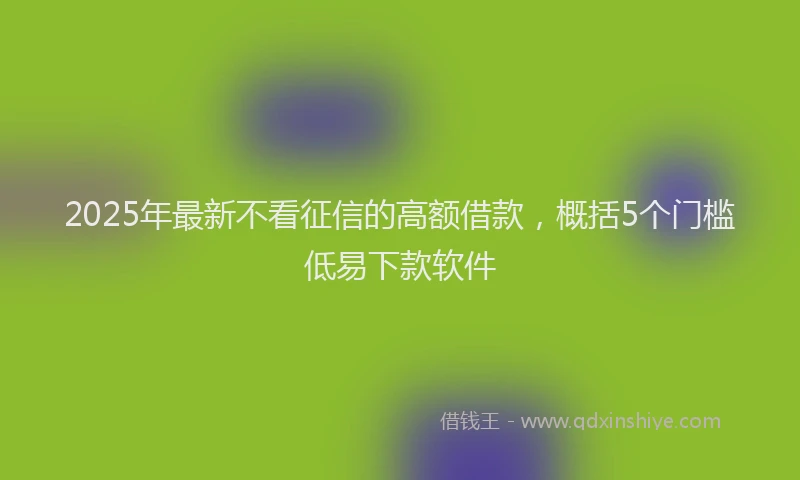 2025年最新不看征信的高额借款，概括5个门槛低易下款软件