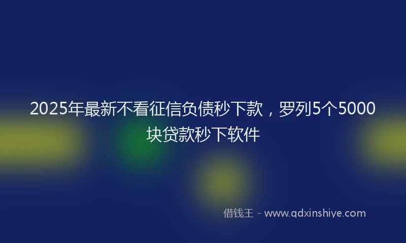 2025年最新不看征信负债秒下款，罗列5个5000块贷款秒下软件