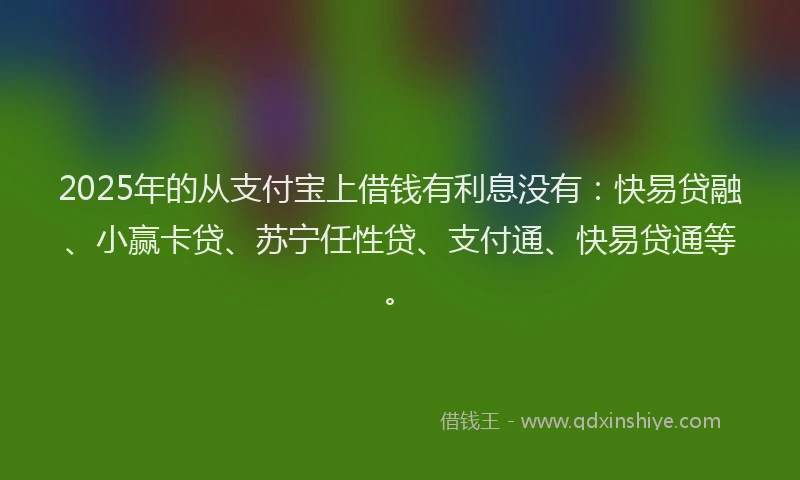 2025年的从支付宝上借钱有利息没有：快易贷融、小赢卡贷、苏宁任性贷、支付通、快易贷通等。