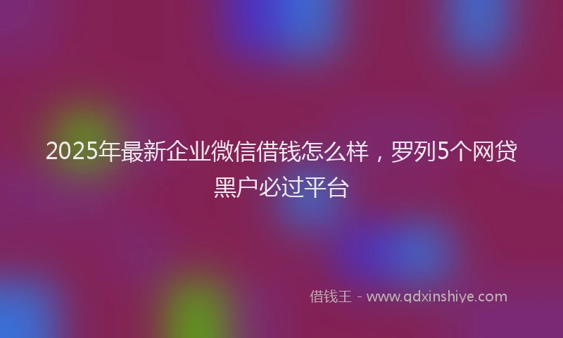 2025年最新企业微信借钱怎么样，罗列5个网贷黑户必过平台