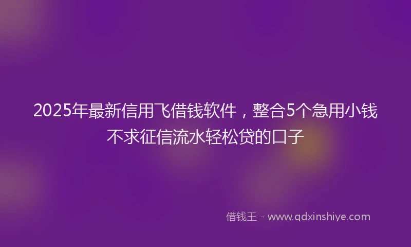 2025年最新信用飞借钱软件，整合5个急用小钱不求征信流水轻松贷的口子