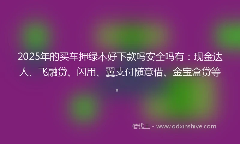2025年的买车押绿本好下款吗安全吗有：现金达人、飞融贷、闪用、翼支付随意借、金宝盒贷等。