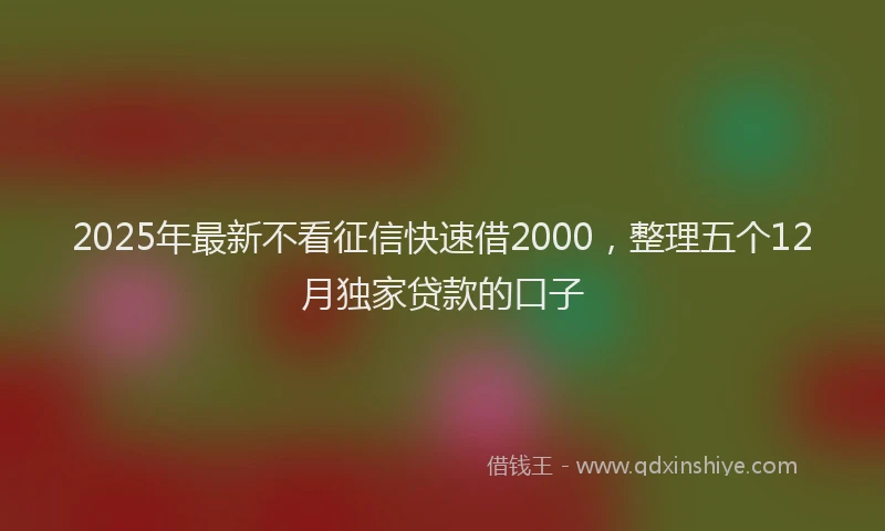 2025年最新不看征信快速借2000，整理五个12月独家贷款的口子