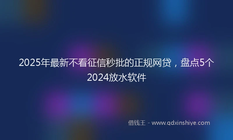 2025年最新不看征信秒批的正规网贷，盘点5个2024放水软件