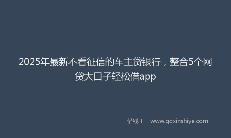 2025年最新不看征信的车主贷银行，整合5个网贷大口子轻松借app